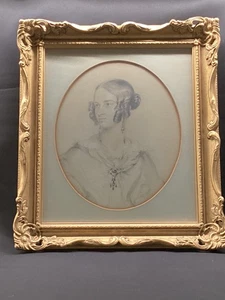 Stunning Victorian pencil sketch, Portrait of a Lady Circa 1840 Signed - Picture 1 of 15