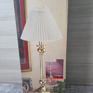 Holiday Collection 3-Way Touch Candle Table Lamp Pleated Shade 24" Gold Tone - Picture 1 of 14