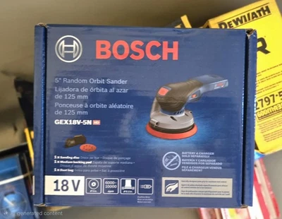 NUEVA BOSCH GEX18V-5N 18V voltios sin escobillas 5” lijadora de órbita aleatoria (solo herramienta) Foto 1 de 2