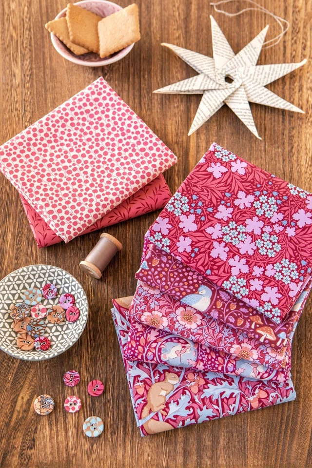 Tilda Hibernation Mulberry/Hibiscus fabrics the Fat quarter - cotton fabric. - Image 1 of 4