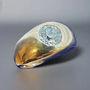 Vintage Minimalist Unisex 1/30 14K RGP Gold Ring Size 10 Diamond Simulant Stone - Picture 1 of 7