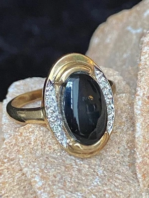 Ring Gold 333 8 K Onix Diamantrosen Gr. 55,5 - Bild 1 von 4