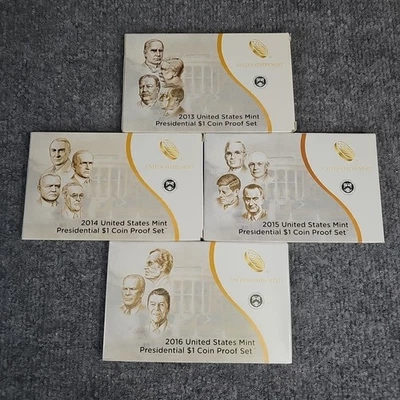 2013 2014 2015 2016 Presidential $1 Proof Coin Set Lot W/ Boxes And CoA - Image 1 of 4