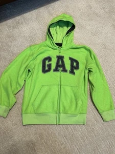 GAP KIDS FLEECE LOGO HOODIE Color Green Neon SIZE Large 10 - Picture 1 of 2