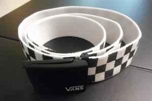 VANS "OFF THE WALL" Black & White Checkered Sliding Belt 41" long - Foto 1 di 7