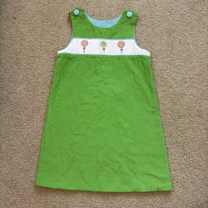 EUC Beaux Et Belles Smocked Dress Girls Size 6 Lollipops Green Checkered Cute!🍭 - Picture 1 of 6
