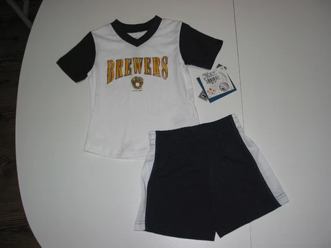 Milwaukee Brewers Size 2T 2 Piece Set Shirt & Shorts Navy & White Cover