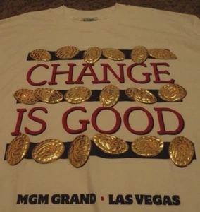 Camiseta de colección 1997 ~ MGM GRAND ~ Casino Hotel Las Vegas "El cambio es bueno" ~ Grande - Imagen 1 de 4