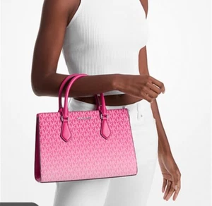 Michael Kors SHEILA Medium Ombré Dragonfruit MK Signature Logo Satchel Handtasche Tasche - Bild 1 von 8