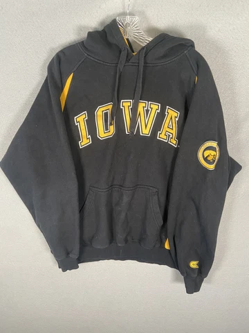 Iowa Hawkeyes Hoodie Men Large Colosseum Black Yellow Pullover Embroidered Cover