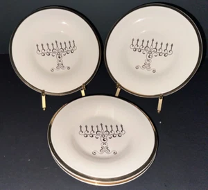 Lenox Festival Of Lights Menorah Chanukah Hanukkah 4 Dessert Plates Brand New - Picture 1 of 1