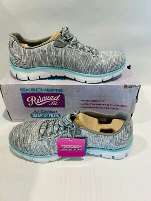 Skechers Women's Empire Game On Fashion Sneaker, Gray/Light Blue, 6.5 M US - Image 1 of 4