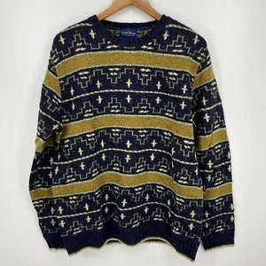 Club Room by Charter Club Sweater Men's Size M Blue Southwestern Chunky Knit Vtg - Picture 1 of 8