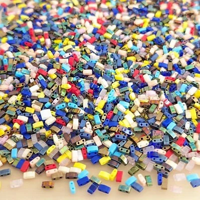 Miyuki Half Tila Seed Beads Mixed Colors 5x2.3x1.9mm Rectangle holes 0.8mm 7.8gr - Image 1 of 3