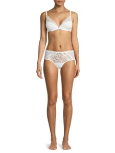 Chantelle SEGUR Milk White Lace 2152 Push Up Bra 36B & 2154 Hipster Briefs M - Picture 1 of 9