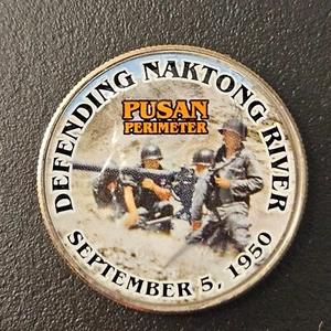 Colorierte Kennedy Half Dollar Koreakriegsmünze Verteidigung des Naktong Flusses Pusan Peri - Bild 1 von 4