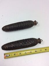 Elongated German Black Forest Cuckoo Clock Pine Cone Weights 1288-1290 Grams