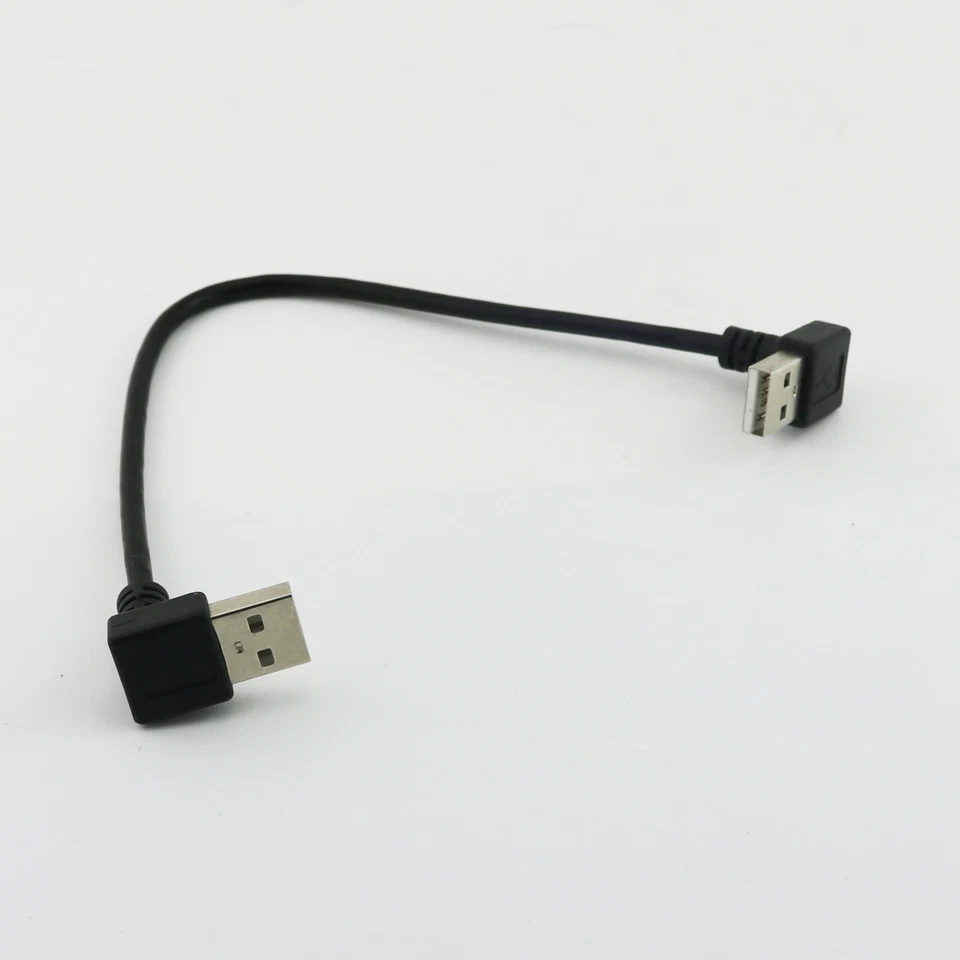 1pc USB 2.0 Type A Male to USB 2.0 A Male Down Angle Extension Short Cable 25cm - Image 1 of 4