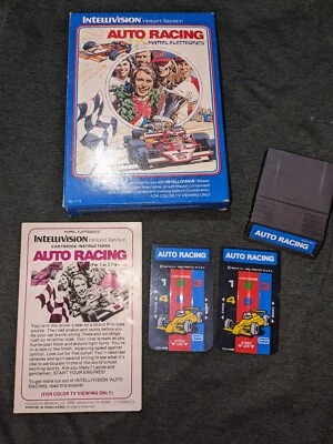 Auto Racing Intellivision Complete W/ Manual & Overlays 1980 Game Cart #1113 - Image 1 of 4