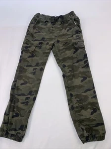 Old Navy Joggers Boys L Camo Elastic Ankle Drawstring Cargo Green Ripstop - Picture 1 of 18