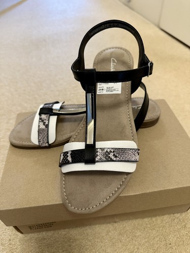 Sandali donna Clarks AXELLE RAY neri interesse pelle UK 4 5 nuovi prezzo consigliato £ 55