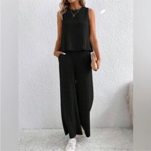 Joie 2-teiliges Top und Hose Set Größe S beige Overall Plissee weites Bein Stretch gebraucht, in einwandfreiem Zustand - Bild 1 von 11