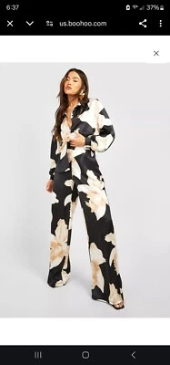 Camisa y pantalón de pierna ancha Boohoo a gran escala floral calce relajado talla 8 Nuevo con etiquetas Foto 1 de 4