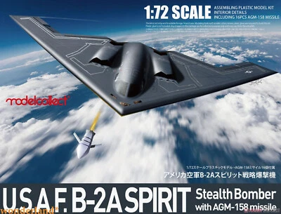 Collect Model UA72214 1/72 USAF B-2A Spirit Stealth Bomber With AGM-158 Missile - Image 1 of 4