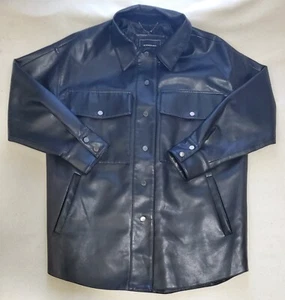 BCBG Maxzaria Women's Black Faux Leather Mid Length Button Up Fashion Jacket... - Picture 1 of 8