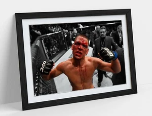 NATE DIAZ V MC GREGOR MMA -FRAMED ART POSTER PICTURE PRINT ARTWORK- BLACK WHITE - Picture 1 of 10