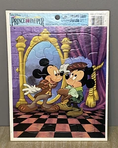 Vintage Disney Mickey Mouse as Prince and the Pauper Golden Frame Tray Puzzle - Picture 1 of 6