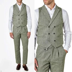 Herren Weste Fischgräte Anzug Jackett Sakko Formel Hochzeit Business Freizeit - Picture 1 of 10