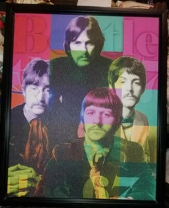 Beatles -bright Multi-Color Canvas Framed Canvas  23x18"rare print #020-719815 - Picture 1 of 10