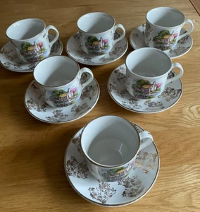 6 “Country Cottage” Cups & Saucers - Picture 1 of 24