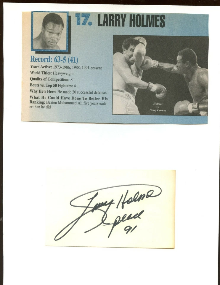 Tarjeta indexada autografiada sin forro de Larry Holmes grabada en papel de 8,5 X 11 Foto 1 de 1