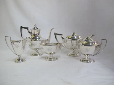 Juego de 5 piezas de servicio de crema de café y té VICTORIAN de plata esterlina MERIDEN Brittania Foto 1 de 4