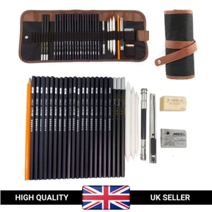 30Pcs Sketching Set Professional Drawing Art Pencils Kit Charcoal Portable UK - Picture 1 of 8