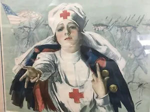 "Join the Red Cross!" 1917 WWI Nursing Poster FRAMED - Picture 1 of 4