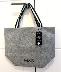🛍️M&S Grey Felt Large Shopping Tote Bag Premium  with pockets Anti-Bacterial