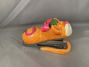 Vintage 1969 Chalkware NY Holiday Fair Orange Cat Stapler Japan Retro Hippie - Picture 1 of 16