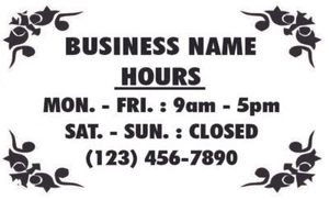 Store Hours Sticker Decal Sign Business Home Window Door Wall Vinyl Decal - Picture 1 of 2