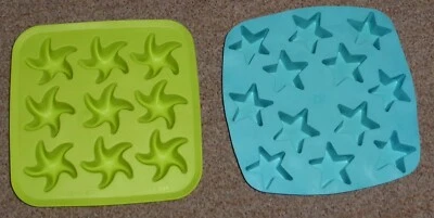 2 SILICONE IKEA ICE CUBE TRAYS / MOULDS - STARFISHES & STARS - 17.5cm - Image 1 of 3