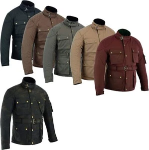 Warrior NEW Classic Motorcycle Waxed Cotton CE Armour WP Breathable Biker Jacket - Picture 1 of 31