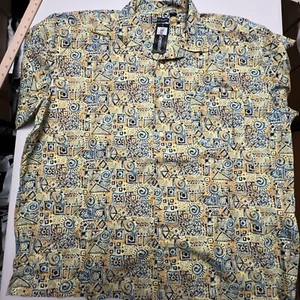 Blue Generation Shirt Mens 2XL Short Sleeve Button Up Collar Blue Yellow NWT - Picture 1 of 17