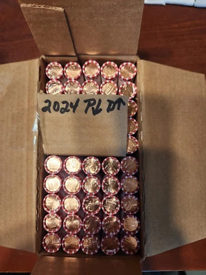 50 Rolls Box 2024 P/D Lincoln 25 P 25 D Penny Cent Shield Rolls* Free Shipping - Image 1 of 3
