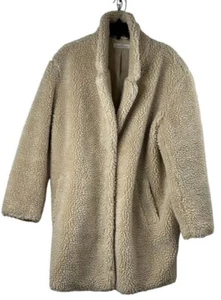 L.O.G.G Teddy Coat Jacket Vegan Fur Tan Y2K Runway Size Medium Oversized - Picture 1 of 11