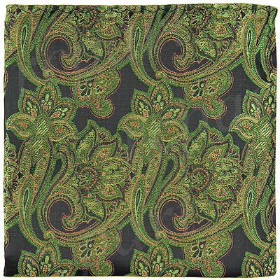 New Men's Polyester Woven pocket square hankie only green paisley wedding formal - Image 1 of 2