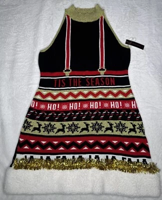 Без границ уродливый Рождественский свитер платье золотой мишуры подростков размер XL 15-17 - Изображение 1 из 4