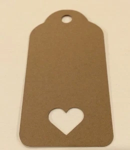 12 - Cardstock Tags With Heart Cut Out - Kraft Tags - Wedding Favors - Love Tag - Imagen 1 de 2