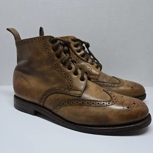 Grenson Fred Leather Lace-Up Brogue Men's Boots Tan UK 10 G US 11 - Picture 1 of 16